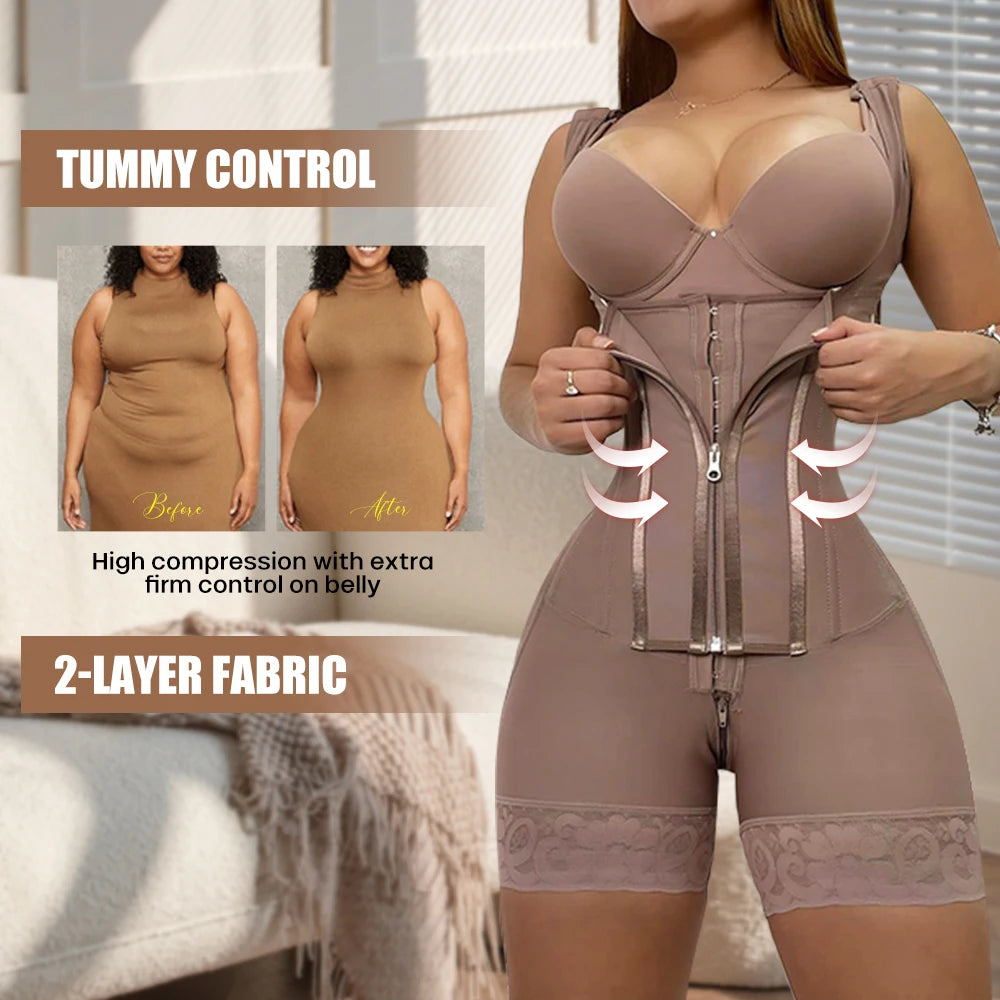 Colombianas Fajas High Compression Women's Shapewear Bodysuit Tummy Control Shorts Seamless Body Shapers for Plus Size Women