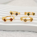 Trendy Gold Plated Gemstone Dainty Jewelry Bright Color Cubic Zircon Decorated Adjustable Heart Shaped Rings for Women