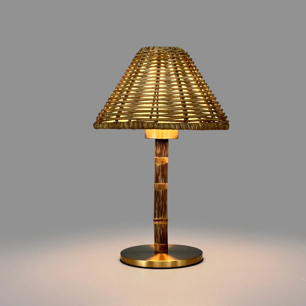 Hot-Sale Wireless Bamboo Table Lamp Wedding Decorate Night Light Replaceable Lampshade 3W Rechargeable Table Lamp
