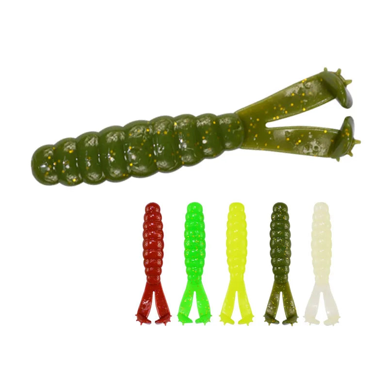 Double Tail TPE Soft Bait 70mm 100mm Long Tensile Soft Bait Fishing Lures Glow Artificial Double Tail Swimbait Fishing Tackle