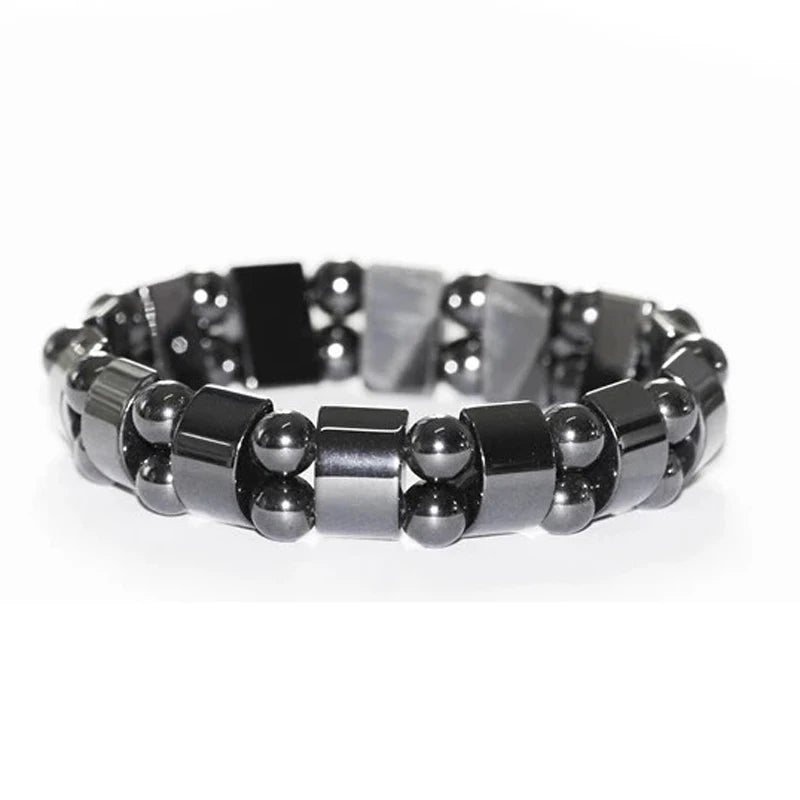 Black Magnetic Hematite Bead Bracelet Healthy Natural Stone Bracelet for Men and Women Religious Style Wedding Bangle