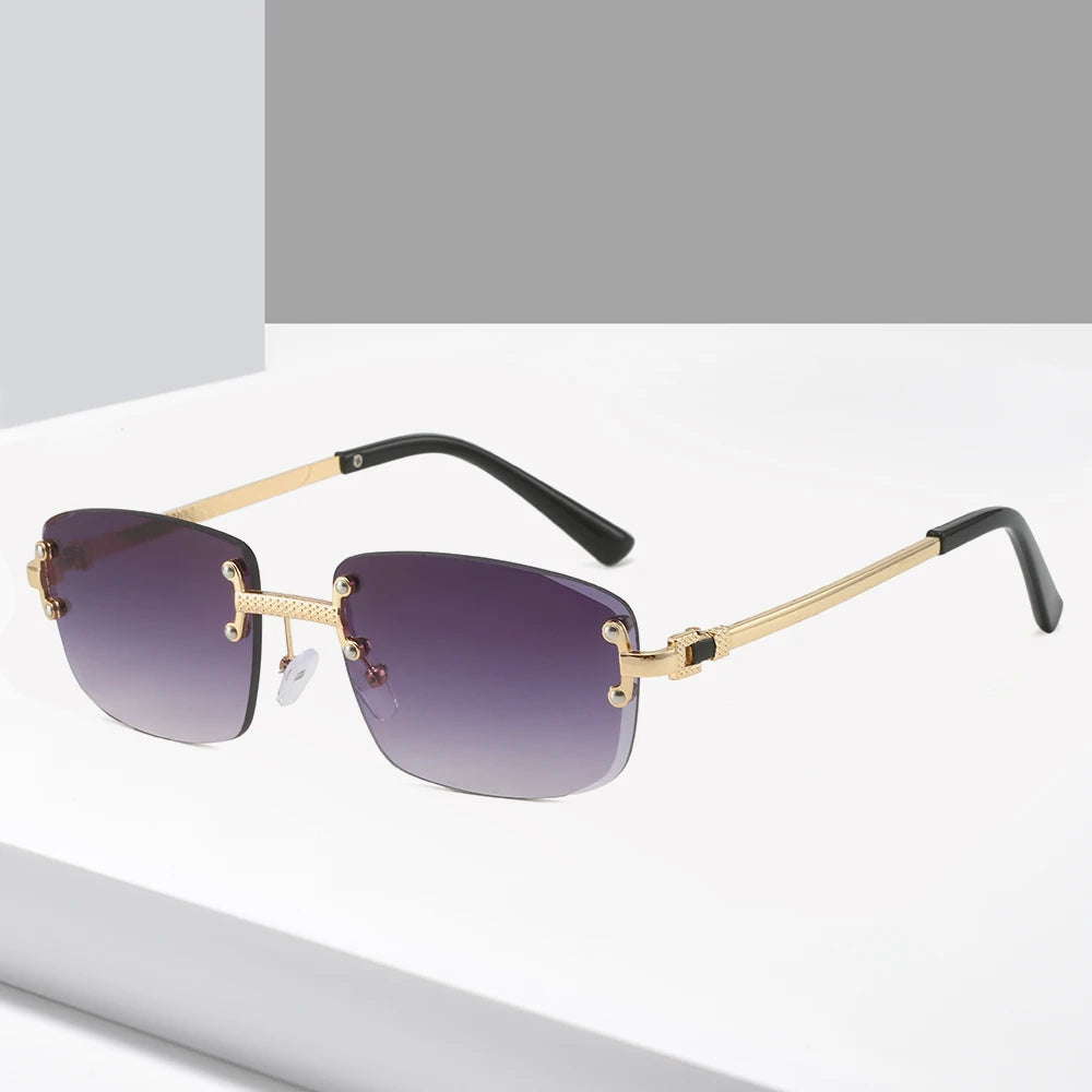 2024 New Fashion Wholesale Gradient Glasses Rimless Sunglasses UV400 Sunglasses Small Frame Fashion Shades Eyeglasses