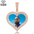 Luxury Hip Hop Custom Picture Pendant Heart Shape Picture Necklace Pendant Jewelry