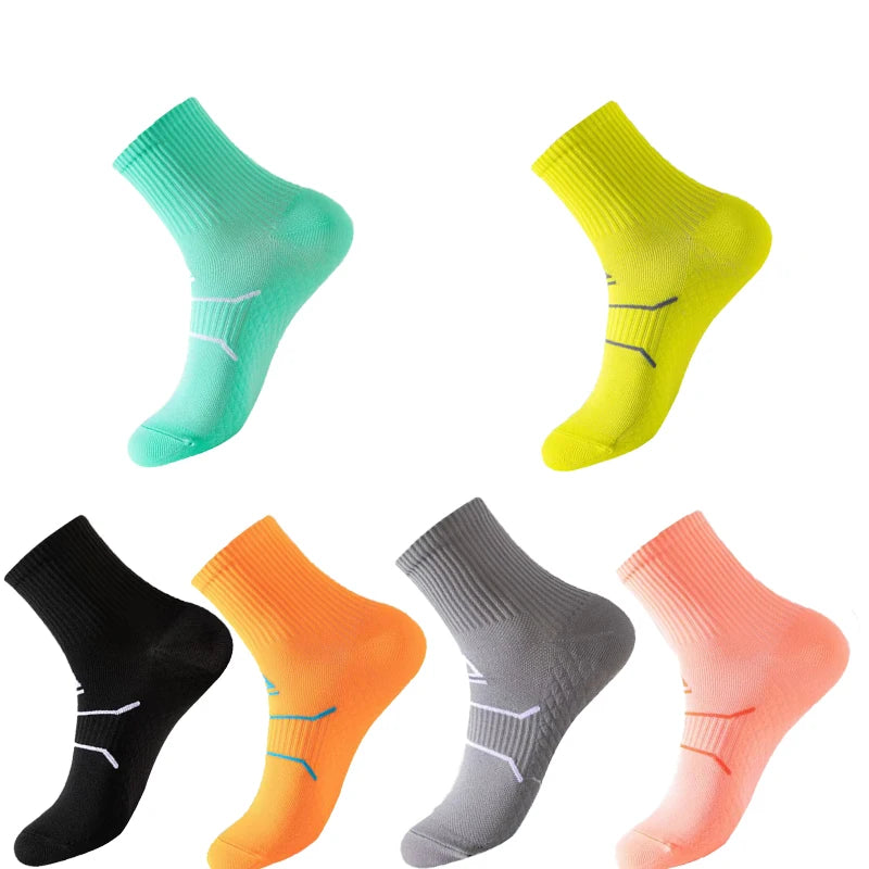 Professional Custom Spring Letter Pattern Compression Socks Quick Dry Knitted Crew High for Running Marathon Sports Bottom Logo