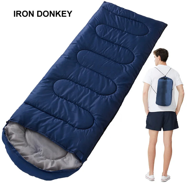 IRONDONKEY Autumn/Winter Seasonal Envelope Portable Hat Sleeping Bag Outdoor Exquisite Camping Adult Sleeping Bag