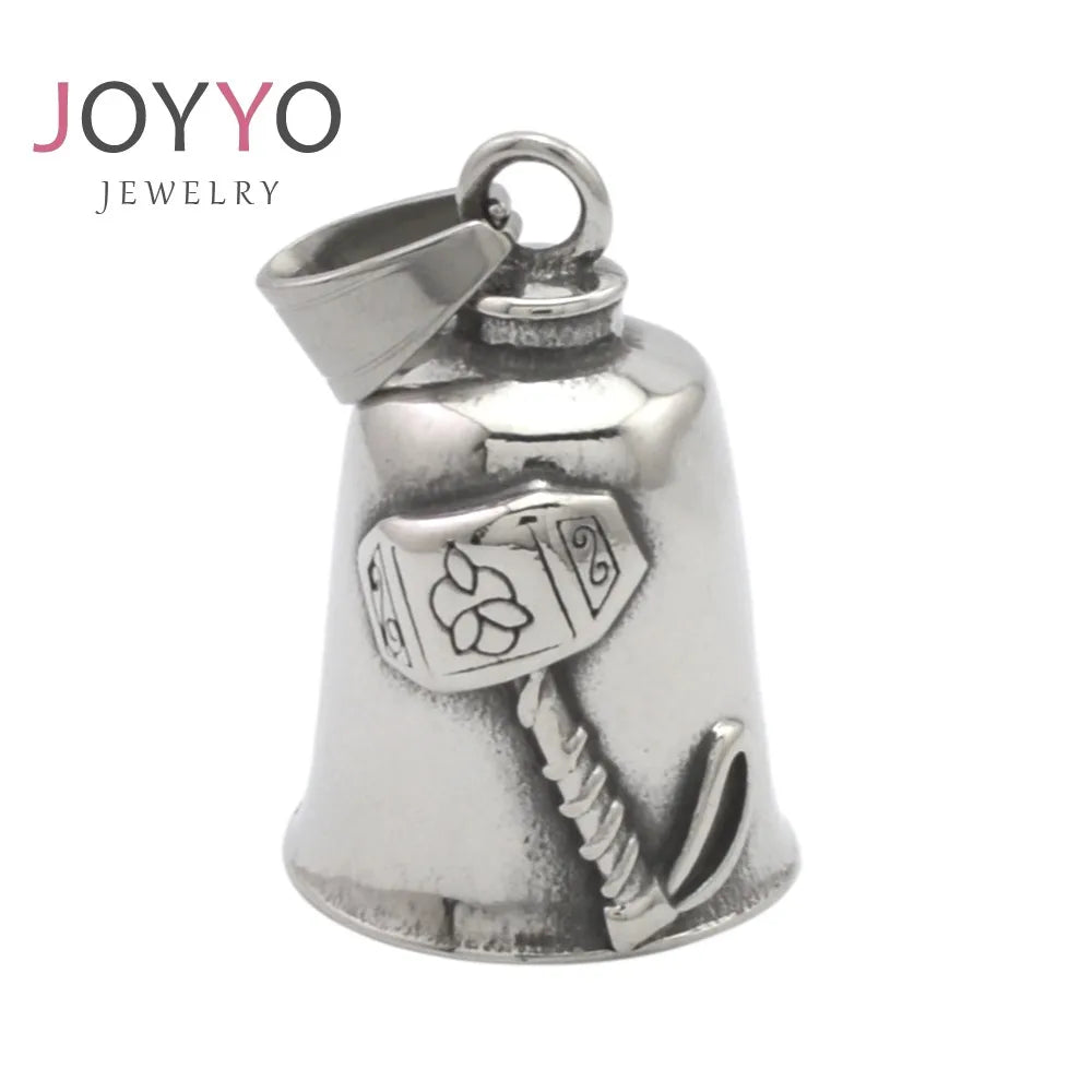 Thor's Bell Pendant 316L Stainless Steel Biker Bell Pendant Necklace Jewelry for Men