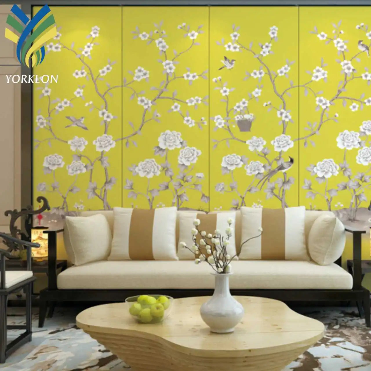 YKEAX 308 Customized Gold Floral 3D Wallpaper Luxury Modern Decorative Wall Murals for Living Room Waterproof Function