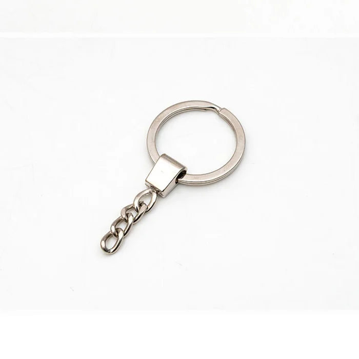 Wholesale DIY Keychain Accessories Metal Split Flat Key Ring with 4 Chains
