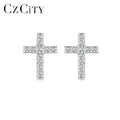 CZCITY Cross Design Woman 2026 Korean Fashion Silver Earring Zirconia Stud Diamond Jewelry Cheap Wholesale Hot Sale Earring