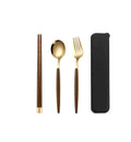 3 in 1 Travel Cutlery Lunch Set Chopsticks Spoon Folk Learner Gift Set