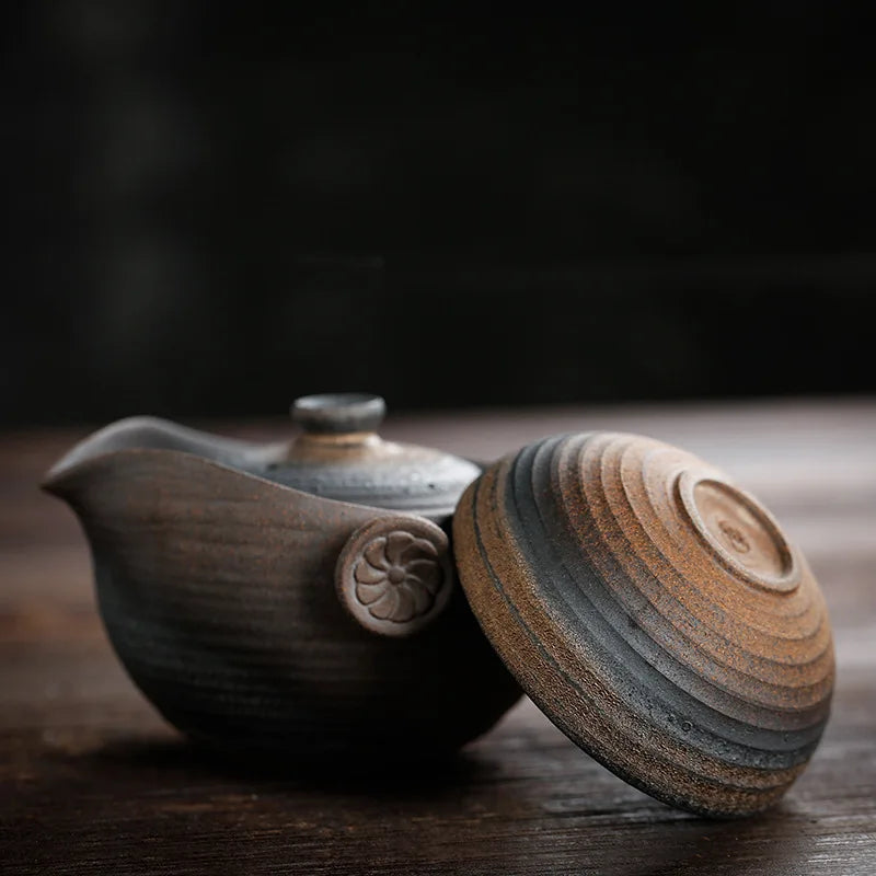 Creative Quick Cup a Cup a Pot Japanese Style Coarse Pottery Outdoor Portable Travel Tea Set Gift SetlogoCustom