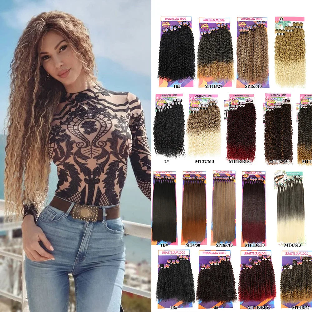 Wholesale Packet Synthetic Protein Fiber Synthetic Weave Bundles Water Wave Daily Use Hair Extensions