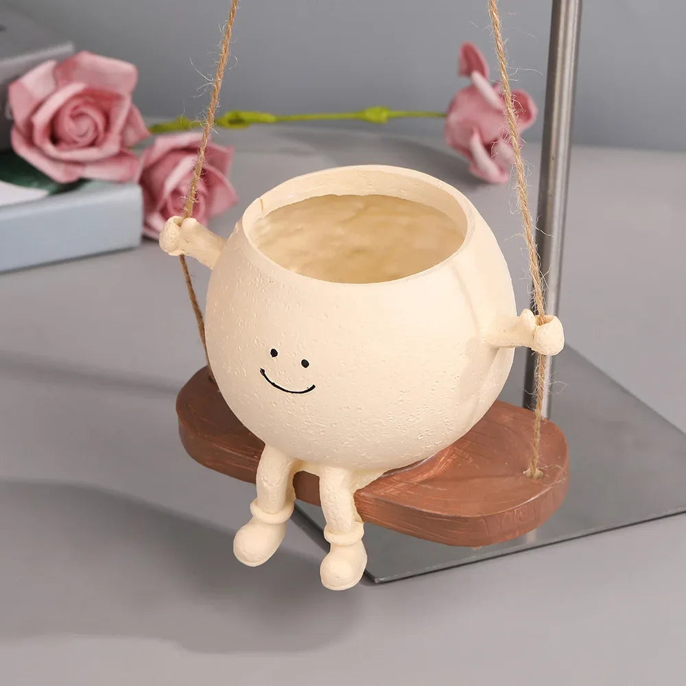 Mini Succulent Hanging Pot for Home Garden Decoration Rockchair Style Flower Planter for Living Room