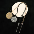TongLing Handmade Vintage Sweater Necklace Jewelry Geometric Fabric Hollow Out Metal Pendant Necklace for Autumn Winter