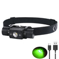 BORUiT Top Selling White Green Light LED Headlamp 2000lm Waterproof Lantern USB C Rechargeable LED Headtorch for Camping Hunting