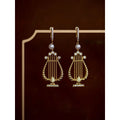 Original Design Classical Harp Earrings Women Retro Jewelry Pearl Rhinestone Instrument Earring