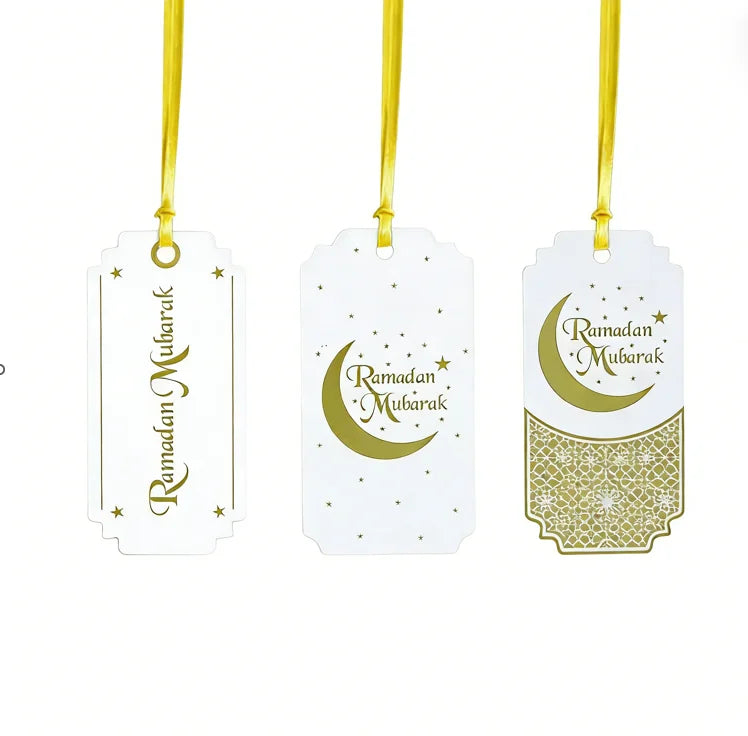 631138 Gift Tag Paper Card Gold Tag Festival Celebration Eid Mubarak Ramadan Eid Decoration Party Supplies 7.2x3.7cm Party Maker
