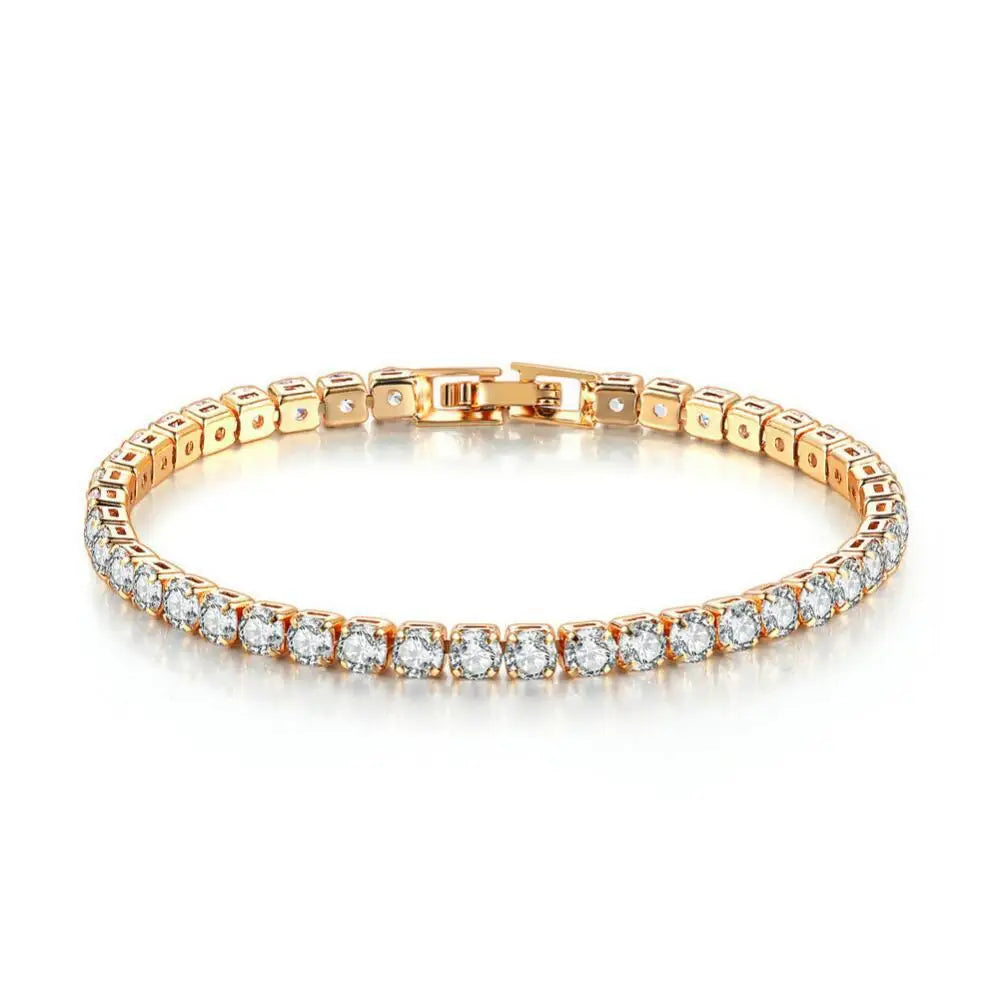 SC Wholesale 18K Gold Plated Retro Bracelet Single Row Full Diamond Tennis Bracelet Shiny Zircon Bracelet for Women