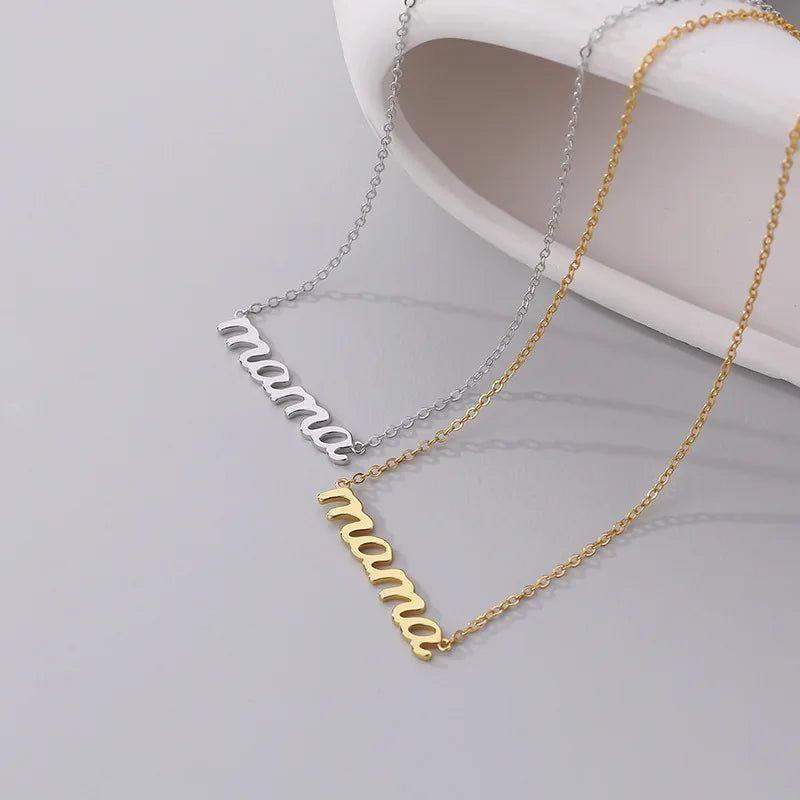 Delicate 925 Sterling Silver Chain 18K Gold Plated Letter Pendant Trendy Mama Necklace for Parties Weddings Featuring Zircon