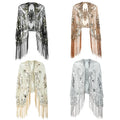 Women's 1920s Scarf Wraps Sequin Deco Fringed Wedding Cape Evening Shawl Vintage Prom