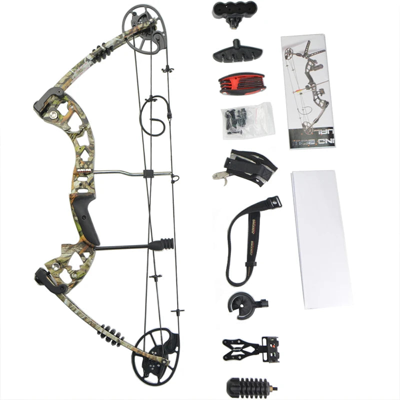 Wrist Sling Rubber Stabilizer Sight Arrow Rest Camo M125 Archery Bow and Arrow Compound Bow Set