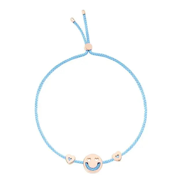 Inspire Jewelry Minimalist Charm Blue Color Adjustable Rope Korea Waxed Cord String Heart Component Wish Cord Bracelet for Girl
