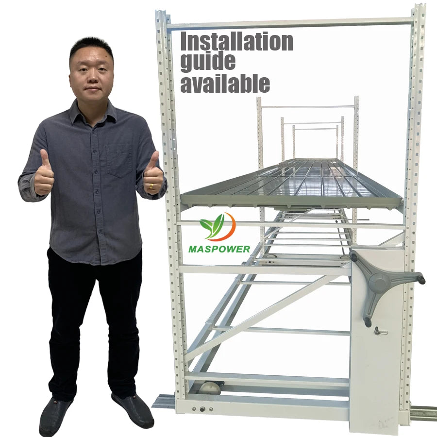 V Track Rolling Bench 5x10 4x8 Vertical Flood Table Rack with LED Poles Trellis for Agricultural Greenhouse Indoor Growing