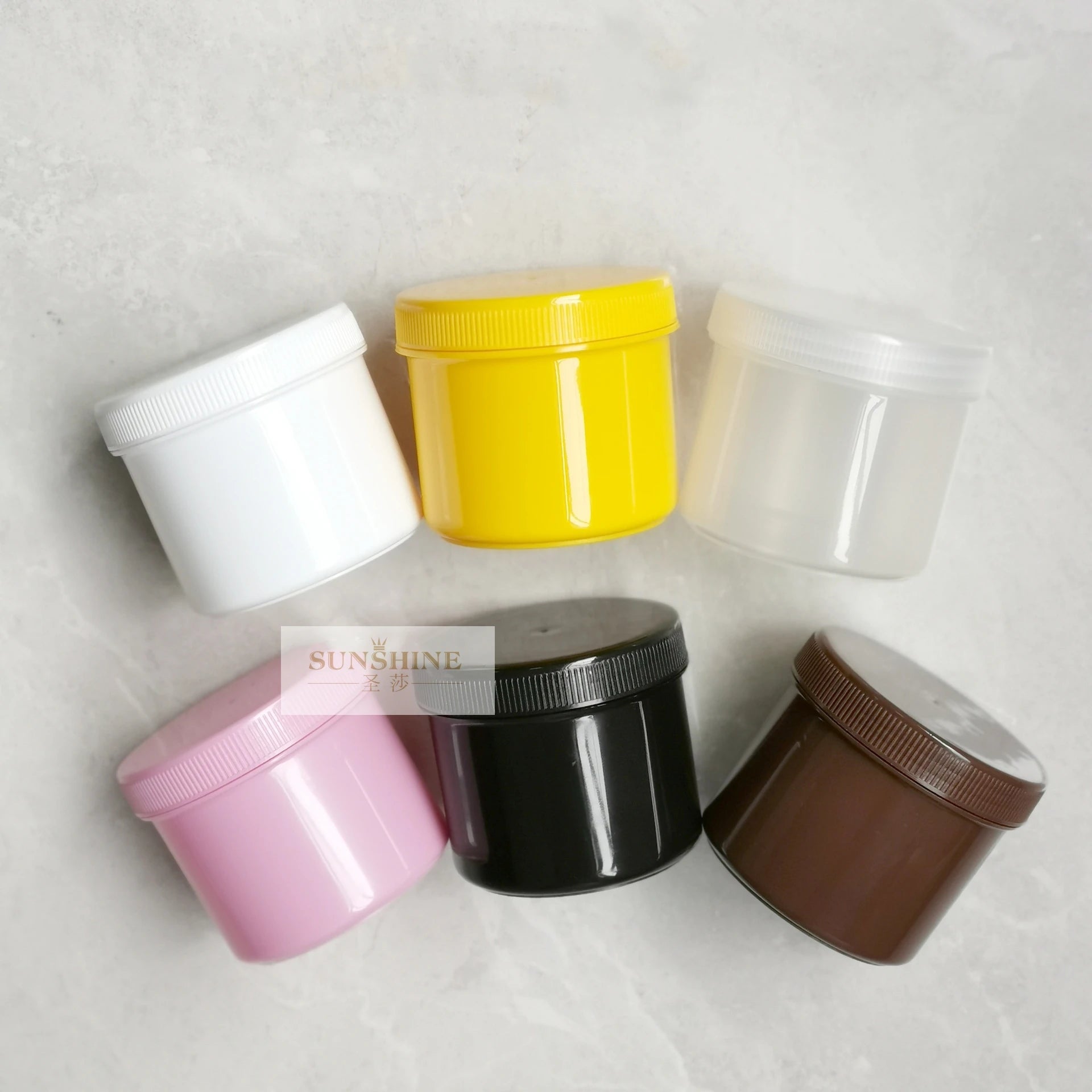Private Label Printing PP pink Orange Yellow 8 oz Plastic Cosmetic 250ml Facial Cream Jars with Lid