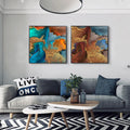 Abstract Gold Artistic Ink Wave Painting Pictures Canvas Print Hallway Art Decor