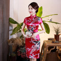 Wholesale Spring and Summer New Improved Cheongsam Dress Short Satin Printed Daily Banquet Women's Performance Clothing