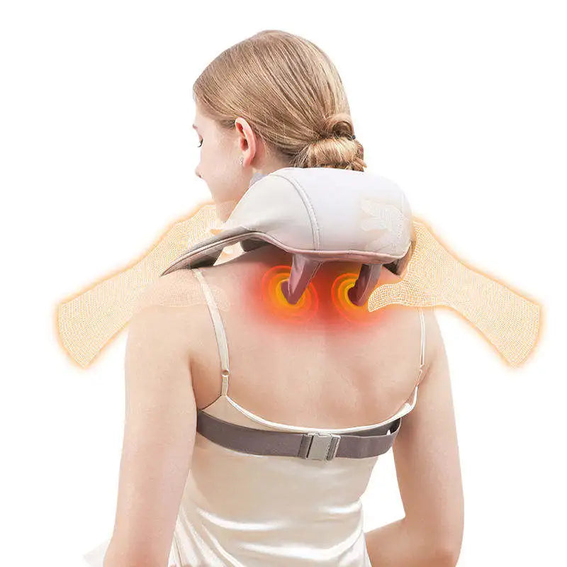 Smart Electric Hot Compress Trapezius Shoulder Neck Massager Kneading Feature Beauty Personal Care Convenient Shawl Design