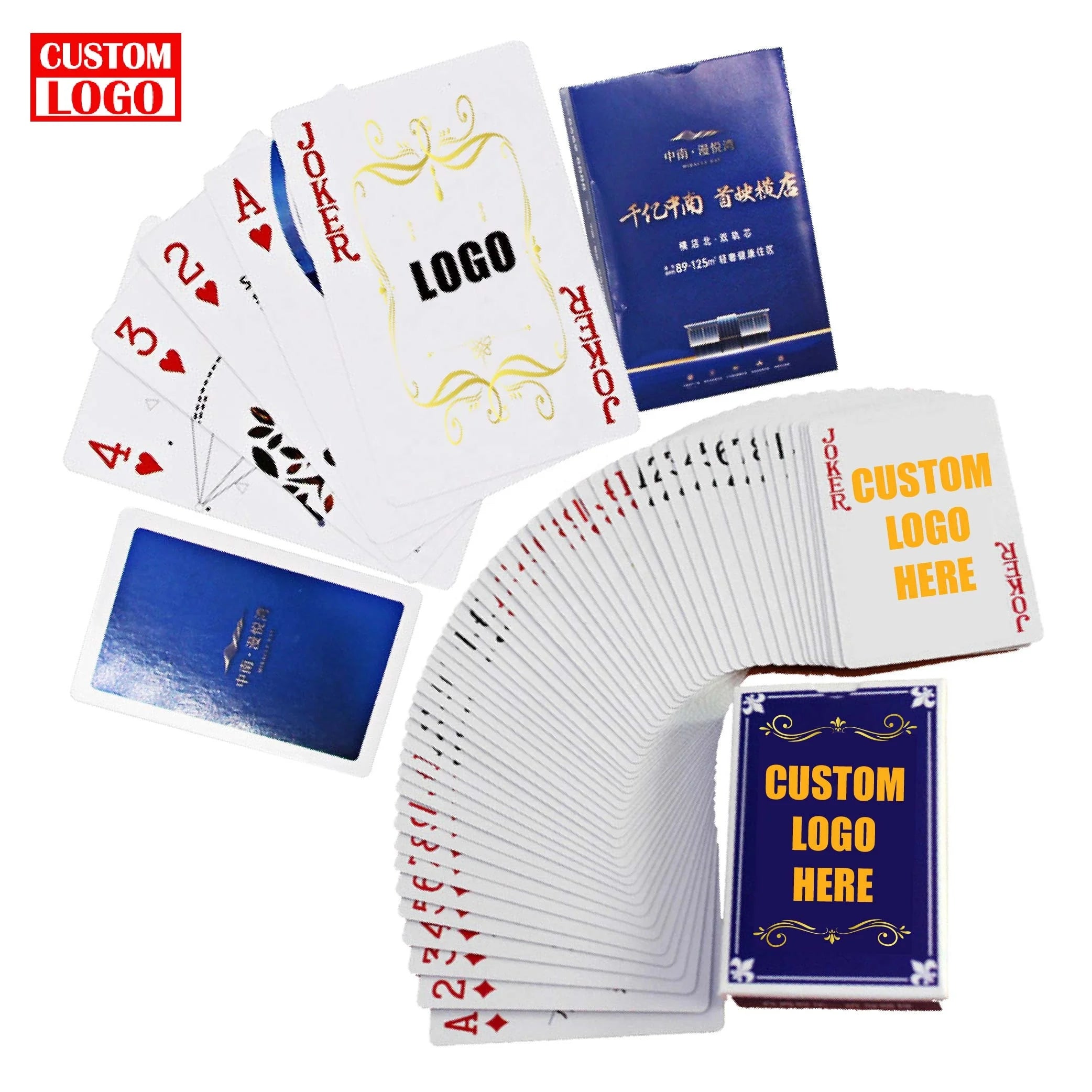 Water-Proof Custom Plastic Poker Cards Paper Poker Card Gold Playing Card