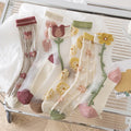 Lace Ladies Fancy Socks Summer Transparent Thin Mesh Lace Elastic Jacquard Crystal Glass Womens Sheer Socks