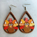Wholesale Cute Thanksgiving Turkey Dangle Earrings Colorful Sunflower Wooden Thanksgiving Fall Earrings for Women Jewelry
