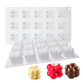 DIY Easy-Release Durable Eco-Friendly Wholesale 15 Cavity Mousse Cake Baking Mould Mini Bubble 3D Magic Box Silicone Candle Mold
