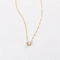 18k Gold Plated Statement Single Diamond Pendant Box Chain Thin Choker Necklace Stainless Steel Jewelry Wholesale