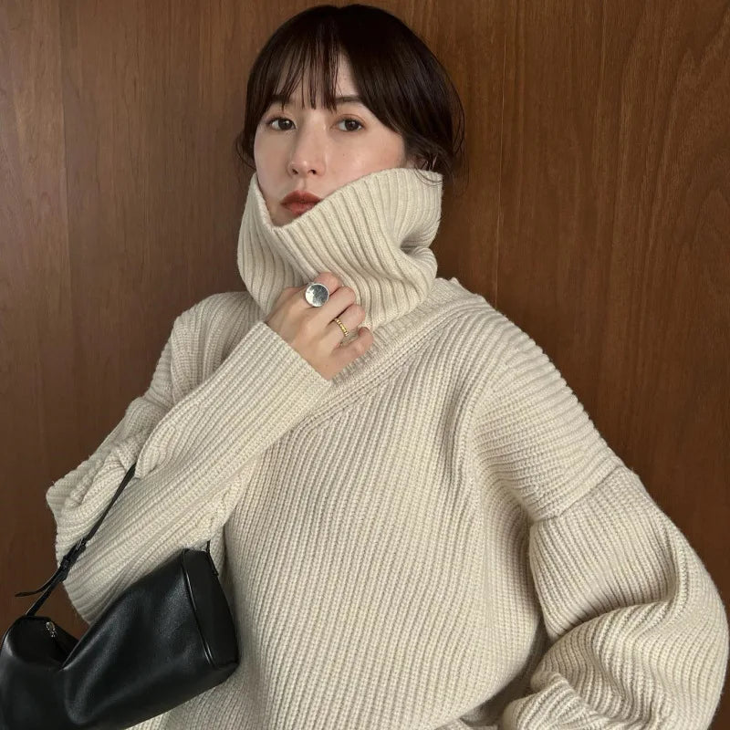 Autumn/Winter Sweater Women's V-neck Pullover Japanese Design Solid Color Wool Knit