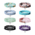 Natural Stone Crystal Beaded Bracelet with Heart-shaped Pendant Elastic Love Gift Trendy Style