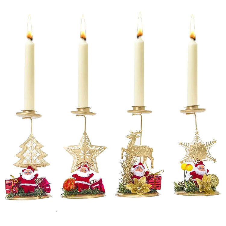 Christmas Decorations Festival Candle Holder Christmas Tree  Design for Xmas Home Dinner Table Decor Navidad Party Supplies