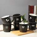 Custom Laser Engraved Carving Logo 360ml Ceramic Coffee Mug  Matte Black and White Stoneware Cup  for Office or Home Use