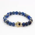8mm Natural Lapis Blue Navy Blue Sea Sediment Turquoise Imperial Jasper Inspirational Charm Beaded Stretch Bracelet
