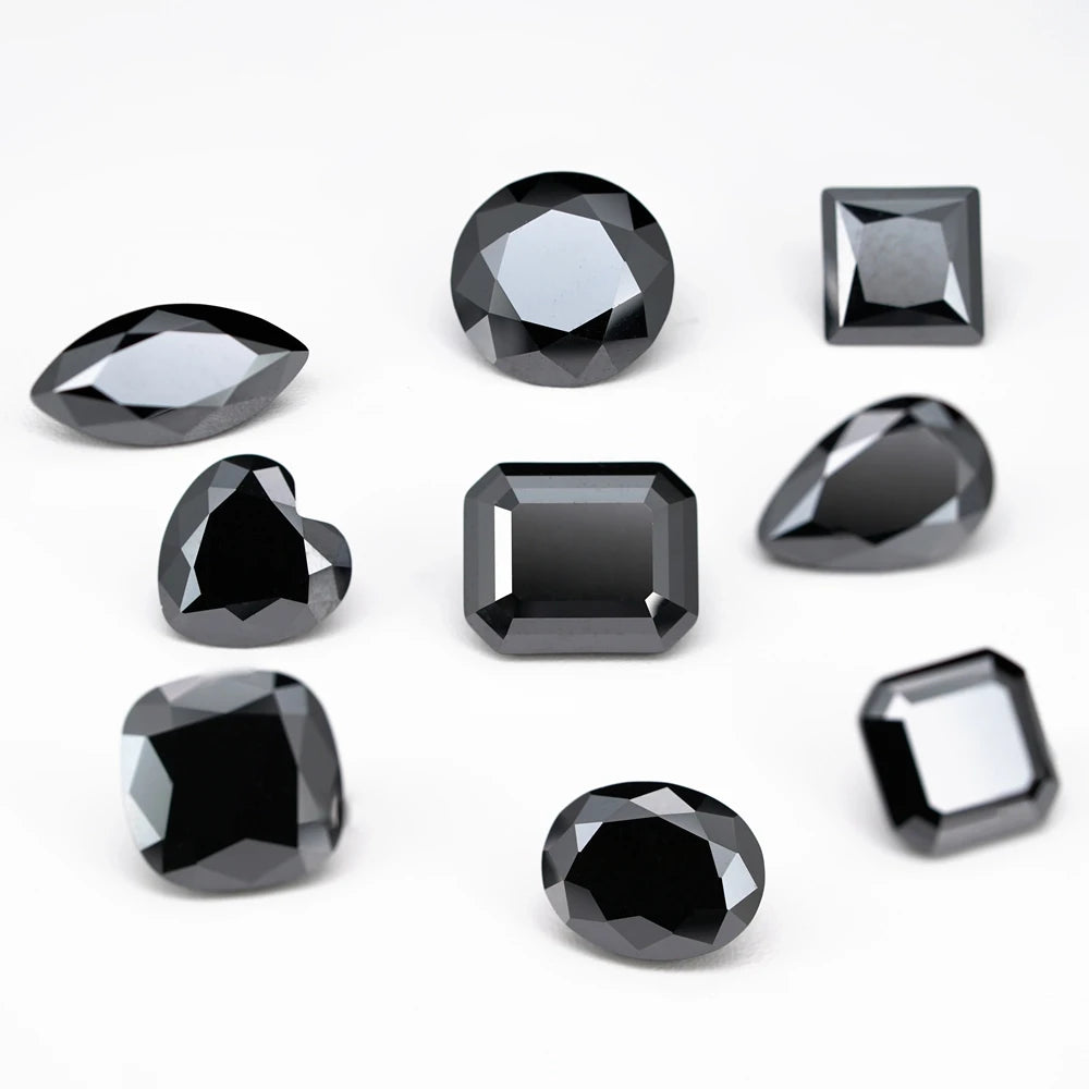 Lab Created Black Moissanite Color Play Mixed Shapes 0.1-10 Carat 3-12mm Loose Gemstones for Jewelry Making