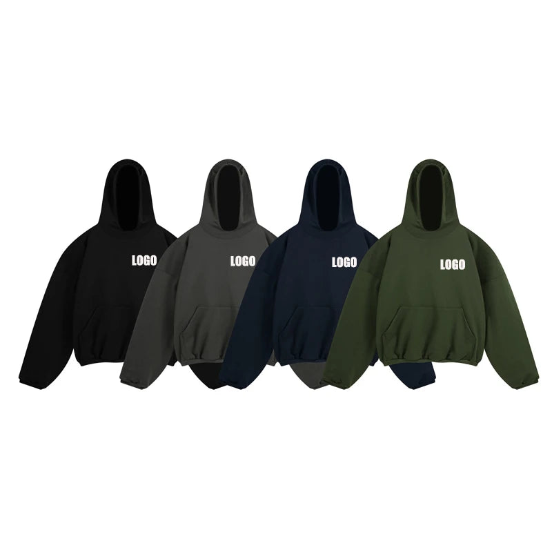 Men's Oversized Pullover Knitted Hoodie Eco-Friendly Sweatshirt Windproof Comfort Features Washed Puffed Technique Hooded Winter