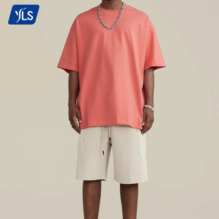 YLS1216 Men's Pre-Shrink 260g 100 Cotton T Shirt Custom 3D Puff Print Blank T-Shirt Over Size for Unisex