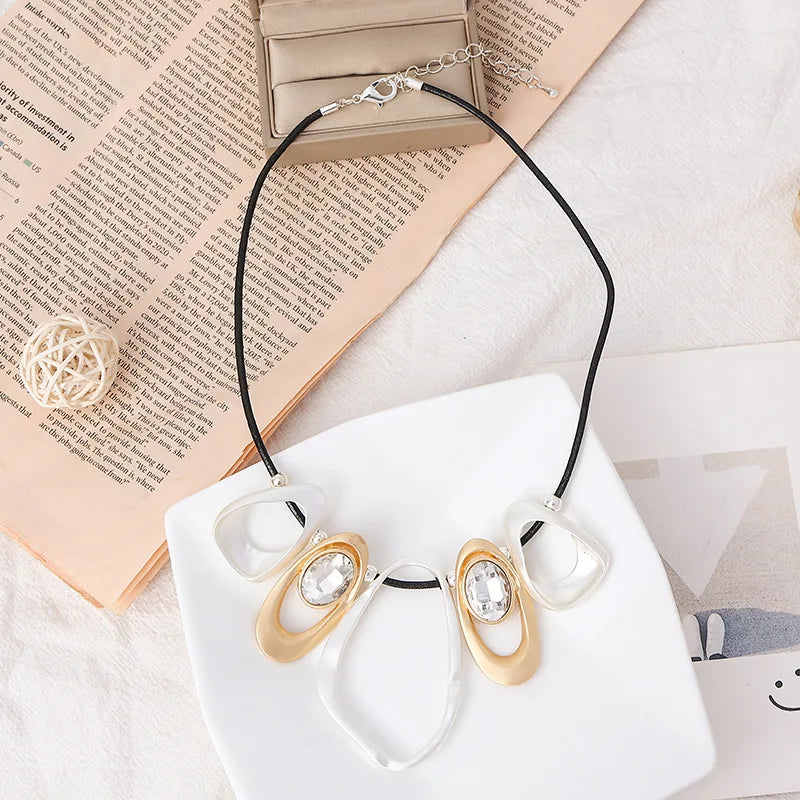 TongLing Necklace Hot Sale Fashion Geometric Choker Irregular Metal Chunky Geometric Multi-layer Accessories Jewelry