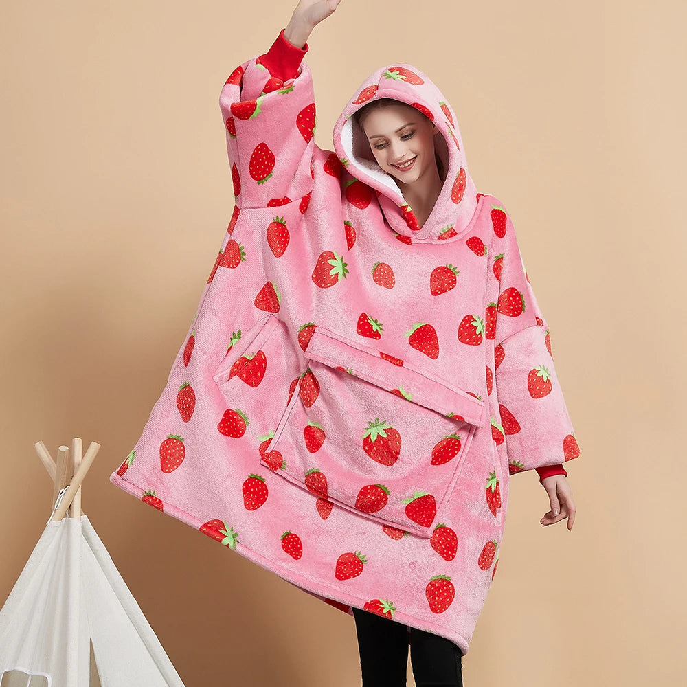 Home Textile China Hooded Wearable Sweatshirt Customized  Flannel Sherpa Men Oversize Blanket Hoodie