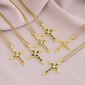 SC New Arrival Fashion Gold Chain Necklace Trendy Sweater Choker Necklace Stylish Colored Zircon Cross Necklace to My Dauther