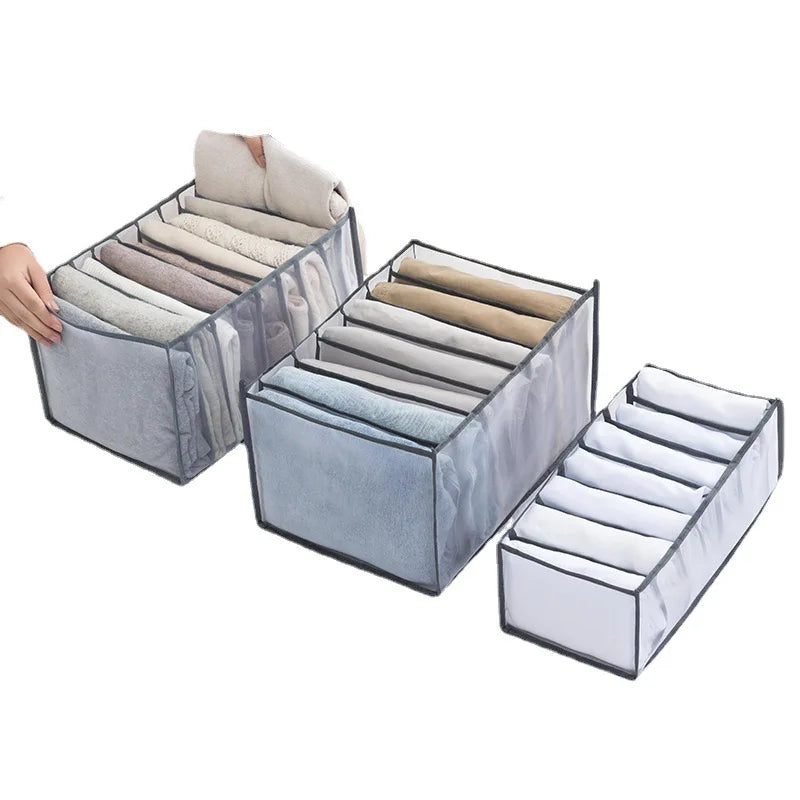 Raytop in Stock 7 Grids Nylon Mesh Jeans Organizer Washable Foldable Space Saving Wardrobe Storage Box Organizer
