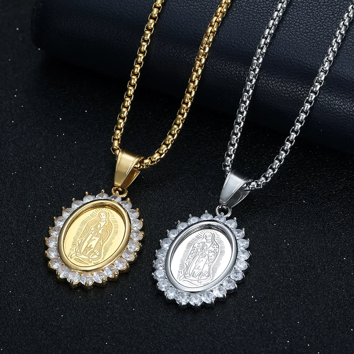 Fashion Stainless Steel 3A Zircon Pendant Necklace Gold Plated Rap Singer Hip Hop Jewelry Square Pearl Chain for Men