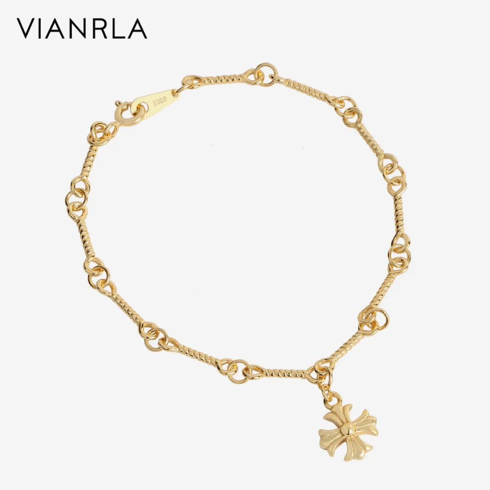 VIANRLA 925 Bracelet Silver Jewelry Cross Pendant Bracelet Religious Style for Girl Daily Bracelet Drop Shipping Free Laser Logo